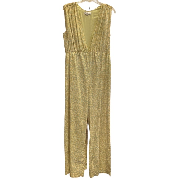 10 Crosby Derek Lam Pants - Women’s Derek Lam 10 Crosby Jumpsuit in Yellow 
Ditzie Pattern Tie Waist sz 44/8